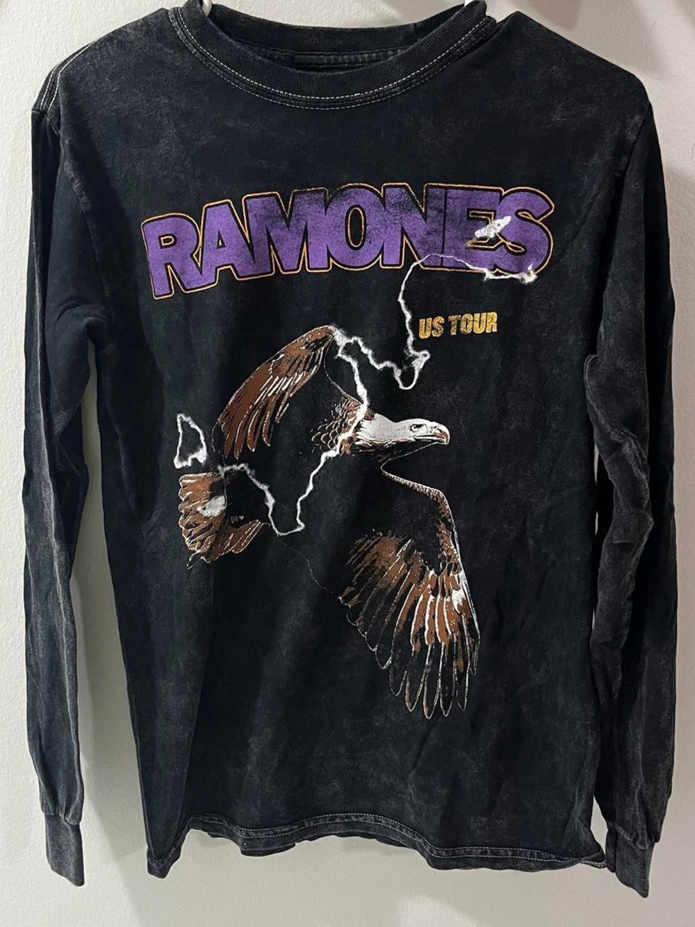 Ramones US Tour Long Sleeve Tee - Black with Purple & Brown Graphic